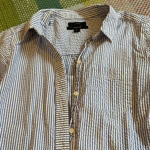 J crew   Blue and White Striped seersucker Shirt